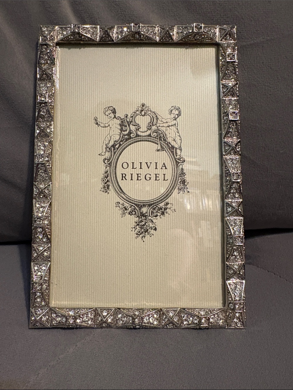 RARE Retired OLIVIA RIEGEL Paramount Silver Crystal Studded Frame 3.5x5.5